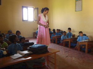 Une école à Bodh Gaya : salle de classe