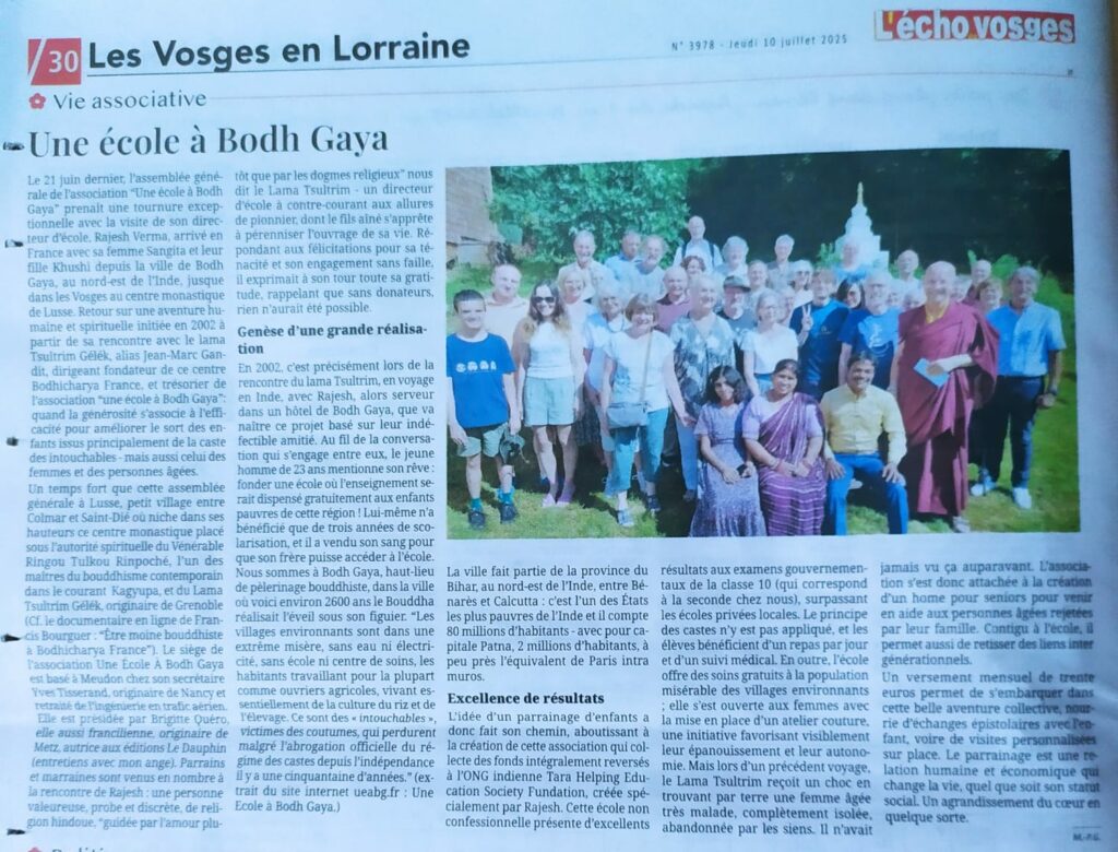 Photo de l'article de Marie-Pascale dans l'écho des Vosges