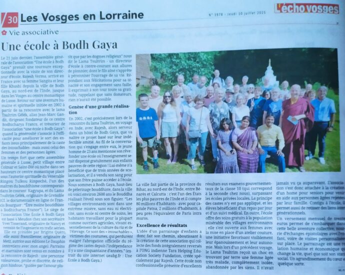 Photo de l'article de Marie-Pascale dans l'écho des Vosges